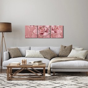 Obraz - Dekoracje kwiatowe (z zegarem) (90x30 cm)