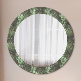 Lustro z nadrukiem okrągłe Liście tropikalne