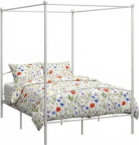 Białe łóżko małżeńskie z baldachimem 160x200 cm B0-S22