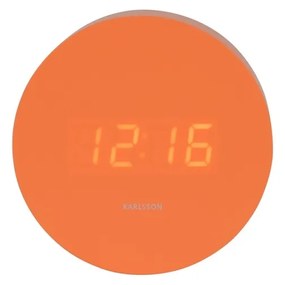 Karlsson 5981OR designerski zegar LED z alarmem pomarańczowy, średnica 9 cm