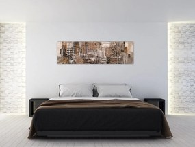 Obraz - Abstrakcja w odcieniach brązu (170x50 cm)