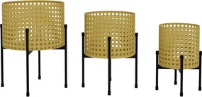 Outsunny Podstawki Pod Kwiaty, Zestaw 3 Szt., Metal, Do Użytku Wewnątrz i Na Zewnątrz, Czarno/Złoty