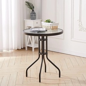 Okrągły stół ogrodowy ze szklanym blatem ISLAND 60 cm, czarny