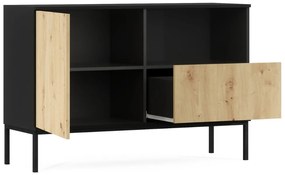 Komoda LANZZI 120x40 cm, czarna/dąb