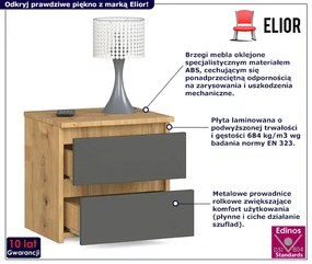 Minimalistyczna szafka nocna dąb artisan + grafit - Atika 3X