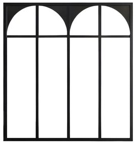 Przeszklona ścianka w stylu art déco, z lakierowanego termicznie aluminium, 120 × 130 cm – kolor czarny – ARCADEA