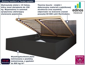 Czarne łóżko z zagłówkiem baranek i materacem 90x200 L3-T52