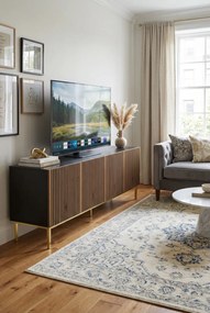 Czarna szafka rtv z lamowym frontem dąb artisan Z0-G08