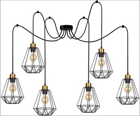 Czarna lampa pająk 6-ramienna - K112-Telesto