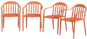 Outsunny Zestaw 4 krzeseł ogrodowych odpornych na warunki pogodowe z plastiku, Składane z podłokietnikami i oparciem do 120 kg