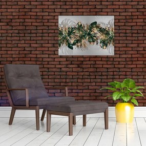 Obraz - Złoto - zielone tropikalne liście (70x50 cm)