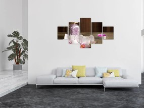 Obraz - Świeca i orchidee (125x70 cm)