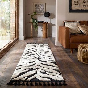 Czarno-biały chodnik 80x300 cm Esra Zebra – Flair Rugs