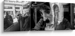 Obraz - Charles Chaplin w Pradze (z zegarem) (90x30 cm)