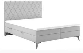 Łóżko kontynentalne IBETIO 160x200 jasno szare velvet z pojemnikiem LAVERTO