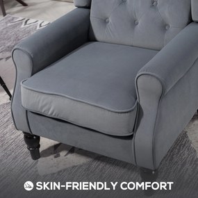 HOMCOM Elegancki fotel uszak, grubo tapicerowany, zdejmowany pokrowiec, 74 x 86 x 102 cm, szary | Aosom PL