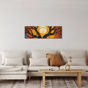 Obraz - Słońce w koronie drzewa życia (z zegarem) (90x30 cm)
