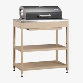 Moduł Z Grillem Węglowym Do Modułowej Kuchni Zewnętrznej Ze Stali Savona Kremowa Tapioca - Sklum