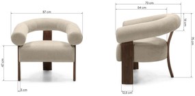 Beżowy designerski fotel KOKEI ALIA, dekor orzech