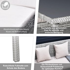 Outsunny Zestaw Mebli Ogrodowych 5-częściowy Rattan Wypoczynkowy Metal Szary | Aosom PL