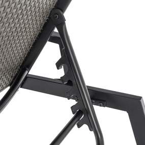 Leżak ogrodowy technorattan Malediva, regulowany, kolor czarny/szary