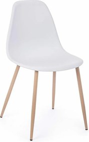 Zestaw 4 białych krzeseł z polipropylenu z drewnianymi nogami - MANDY