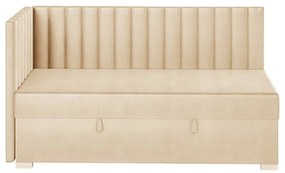 Beżowe narożne łóżko dziecięce ze schowkiem i materacem 90x200 cm Snugi – Ghado
