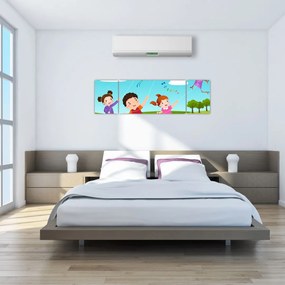 Obraz - Dzieci latają latawcem (170x50 cm)
