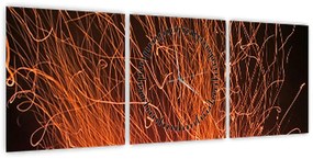 Obraz ognia (z zegarem) (90x30 cm)
