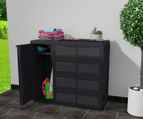 Czarna szafka gospodarcza balkonowa na zewnątrz trzydrzwiowa - Kendall 4X