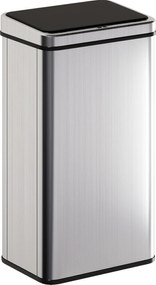 HOMCOM Kosz na śmieci z czujnikiem 50L Stal nierdzewna Automatyczny kosz z miękkim zamykaniem pokrywy Czujnik ruchu 35,5 x 26 x 67 cm Srebrny | Aosom PL