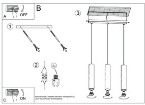 Lampa wisząca LAGOS 3L ochra czerwona SOLLUX  LIGHTING