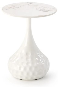 Ława Stolik kawowy VERDE Okrągły Spiek Biały marmur Biały Nowoczesny Glamour