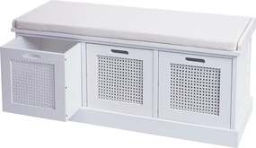 Ławka MCW-J49 Skrzynki do przechowywania,  biały, tapicerka kremowo-biała