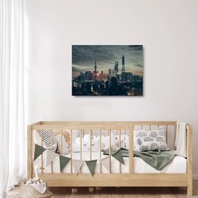Obraz na szkle miasta o zmierzchu (70x50 cm)