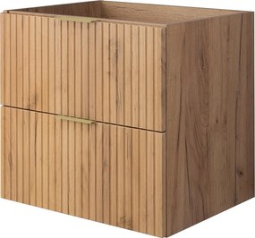 Szafka pod umywalkę, Dąb Craft, 60 x 57 x 46 cm, uchwyt złoty, bez blatu