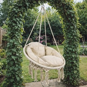 Fotel wiszący Nestio MAS-RHC-005, bocianie gniazdo do domu i ogrodu, kolor beżowy