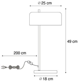 Lampa stołowa Retro czarna ze złotym wnętrzem - Jinte Retro Oswietlenie wewnetrzne