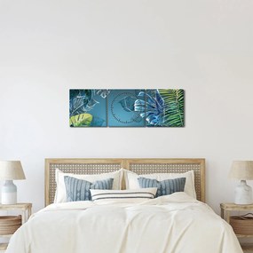Obraz - Liście roślin tropikalnych (z zegarem) (90x30 cm)