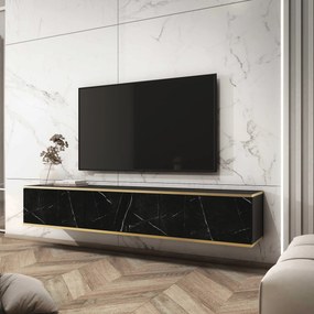 Szafka RTV wisząca VENEZIA 175 cm do Salonu pod Telewizor - Czarny