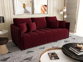 Czerwona welurowa sofa z funkcją spania P1-S38