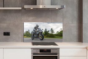 Szklany Panel Motocykl na Drodze pod Chmurami