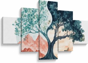 Obraz – Akwarelowe drzewo pełne życia (125x70 cm)