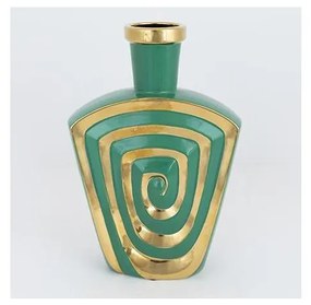 Wazon ceramiczny 30x20,2 cm zielony/złoty