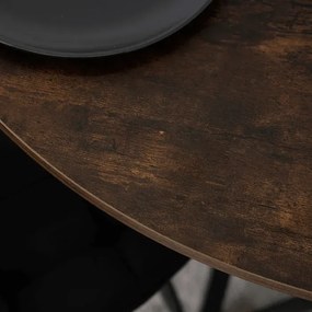 Stół Okrągły LAUREN 80 cm Dąb Rustykalny/Czarny Loft Nowoczesny