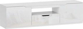 HOMCOM Szafka RTV biały połysk na telewizory do 65 cali z szufladą i 3 przegrodami 160x38x43 cm | Aosom PL