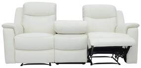 Kanapa 3-osobowa, 2-osobowa i fotel z funkcją relax EVASION ze skóry - Biały kość słoniowa