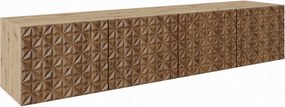 Szafka RTV ROVA - Dąb artisan / Wisząca / Front Brązowy / 4 drzwi / 200 cm