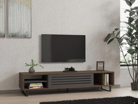 Stolik pod TV – 160 x 35 x 40 cm – orzech i antracyt – płyta wiórowa pokryta melaminą