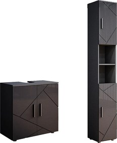 Zestaw mebli łazienkowych antracyt wysoki połysk 30x30x192 irma
